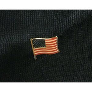 Unied States Flag Pin Red White Blue Enameled on Gold tone ⅞"x 1" Pin A Aminco